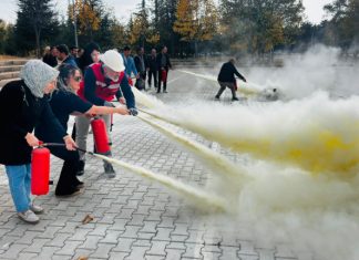 Fırat Üniversitesinde yangın tatbikatı gerçekleştirildi